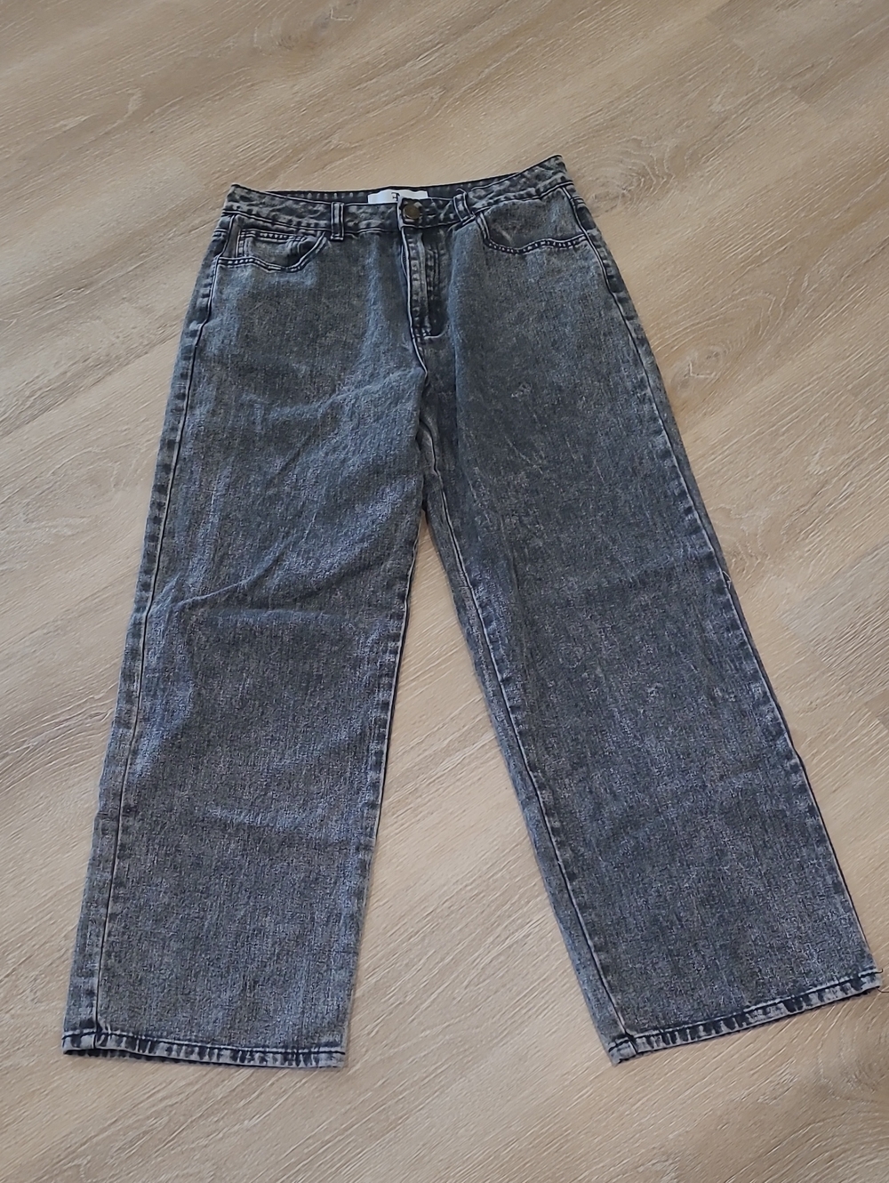 Flying Angel Women's Black Wash Wide-Leg Jeans